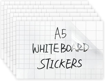 Clear Dry Erase Board Paper-Whiteboard for Fridge-Clear Contact Paper Sheets for Wall-Adhesive Dry Erase Board Sticker for Desk/Refrigerator/Office/Classroom/Wallpaper(5.82''X8.27''X6 Pcs)