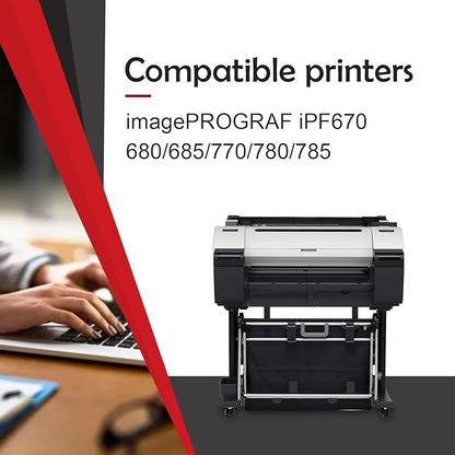 PFI 107 PFI-107 Ink Cartridge Compatible with Canon PFI107 PFI-107MBK PFI-107BK PFI-107C PFI-107M PFI-107Y Ink Tank Set for IPF670 IPF680 IPF685 IPF770 IPF780 IPF785 Printers (5 Pack, MBK BK C M Y)