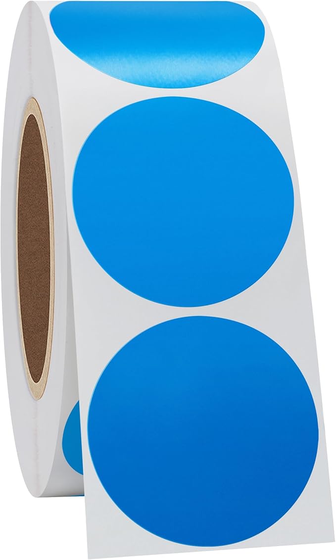 Hybsk 1.5 inch Circle Color Direct Thermal Stickers Shipping Labels for Barcodes,Name Tag,DIY Logo Design,Inventory– Compatible with Zebra,Rollo,Munbyn,and More-1000 pcs (1.5 inch,Blue)