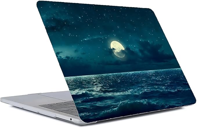 Compatible with MacBook Air 13.3 inch Case 2018-2020 Release A1932 A2179 A2337, Night Sea Beach Moon Ocean Landscape Hard Plastic Shell Cover Case