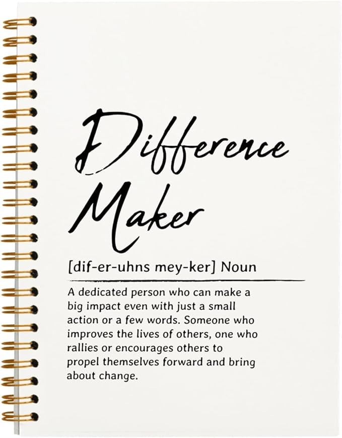 OXW Difference Maker Appreciation Gift, Meeting Notebook for Work, Thank You Gifts for Leader Mentor Manager Boss, Office Supplies Social Worker Notebook, White Hardcover Spiral Notebook 5.5 x 8.3