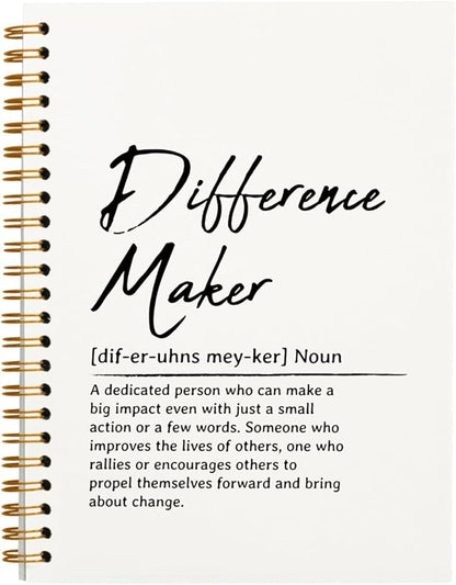 OXW Difference Maker Appreciation Gift, Meeting Notebook for Work, Thank You Gifts for Leader Mentor Manager Boss, Office Supplies Social Worker Notebook, White Hardcover Spiral Notebook 5.5 x 8.3