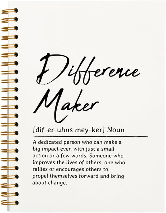 OXW Difference Maker Appreciation Gift, Meeting Notebook for Work, Thank You Gifts for Leader Mentor Manager Boss, Office Supplies Social Worker Notebook, White Hardcover Spiral Notebook 5.5 x 8.3
