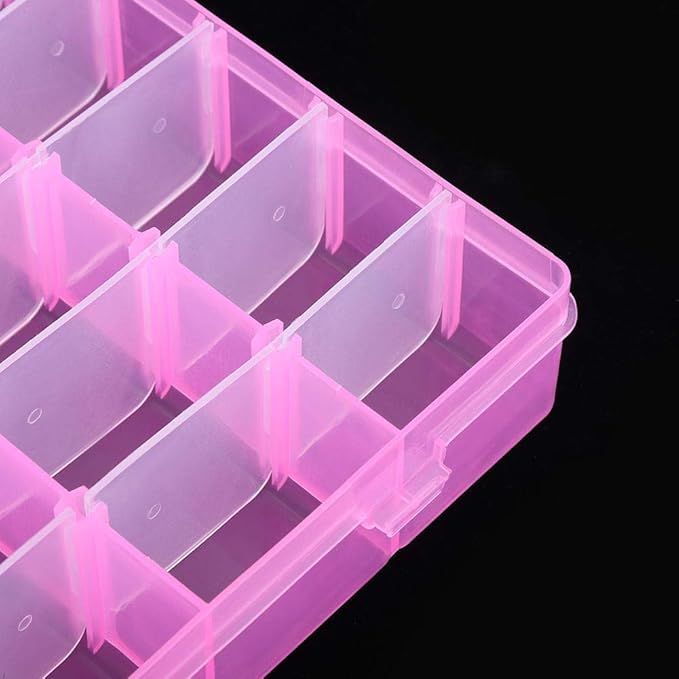 Asixx Rubber Band Storage Box, 36 Slots Plastic Case Rubber Band Earrings Storage Box for Home Organizer Storage Box Rubber Band Storage Box(Pink)