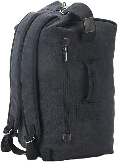 Military Duffel Bag Top Load Canvas Shoulder Bag Outdoors Backpack for Travelling (upgrade black big)