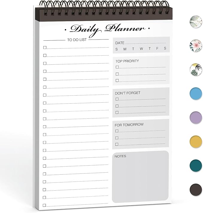 To Do List Notepad - To Do List Notebook for Work with 52 Undated Sheets - Daily Planner Notepad - Checklist Organizer Notebook for Office Desk Accessories, Home and School- Black