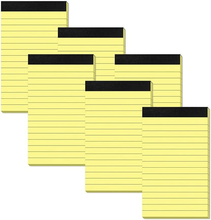 Small Note Pads 3x5 Yellow Pocket Writing Pads 6 Pack Lined Notepads Yellow Small Pads of Paper 3x5 Inch with 30 Sheets per Notepad 80Gsm Paper Pads Mini Note Pads 3x5" Pocket Notepads for Home Office