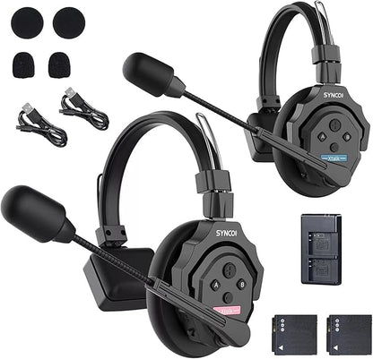 EACHSHOT SYNCO XTalk X2 2.4GHz Wireless Headset Intercom System Random Master Device 350m Operating Range for Movie Shoot Live Show Stage Performance Real-time Monitoring (2Pcs)