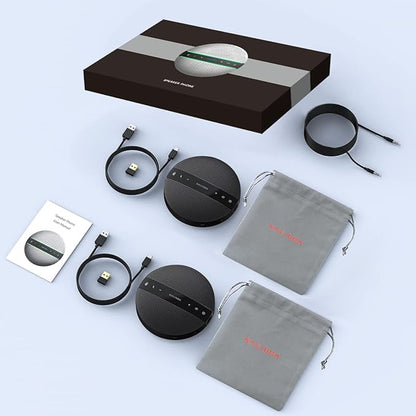 Bluetooth Conference Speakerphone SP300KIT 2pk Bundle, up to 16 Attendees, 18H Call Time, 360°Voice Pick-up 2x6 AI Echo & Noise Canceling Microphones, Daisy Chain