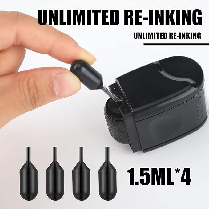 Nezyo 2 Pack Identity Protection Roller Stamp Identity Theft Stamp Confidential Roller Stamp Privacy Stamp Information Blocker Stamp and 4 Pack Refill Ink for ID Account Data Address Security(Black)