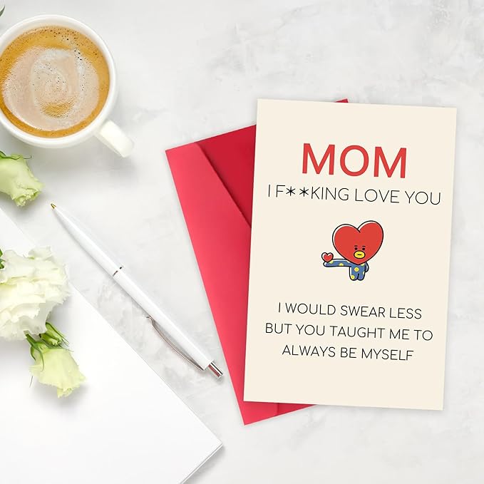 Funny Birthday Card for Mom Grandma, Happy Mother Birthday Card Gift from Son Daughter, Naughty Mother's Day Thank You Cards for Mom, Unique Mom Birthday Card Gift