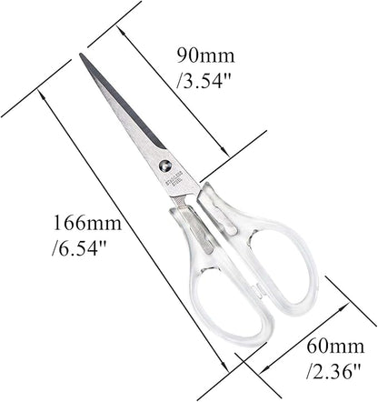 Acrylic Scissors Silver Scissors 6.5" Clear Scissors Metal Blades Office Cutting Shears for Craft Supplies Desk Accessories