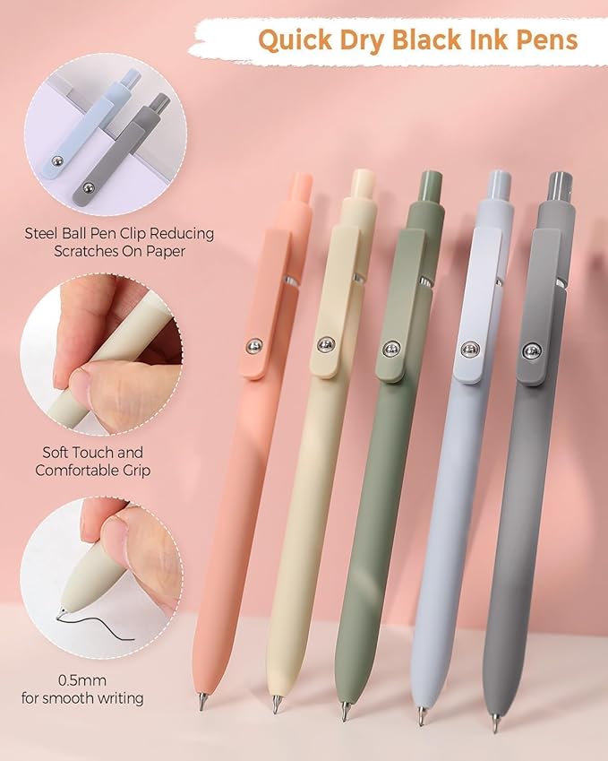 SKYDUE Cute School Supplies 44 PCS, Aesthetic Pencil Case with 12 Pastel Highlighters, 5 Black Gel Pens, 6 Color Gel Pens & Mechanical Pencils, College Essentials Students Stationary Set Green