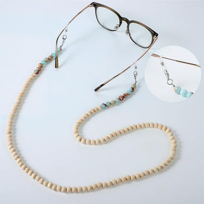 Teacher Lanyard with ID Holder Cute Wooden Beaded Lanyards for ID Badge Holders Retractable Badge Reel Keys Eyeglass Chains for Women