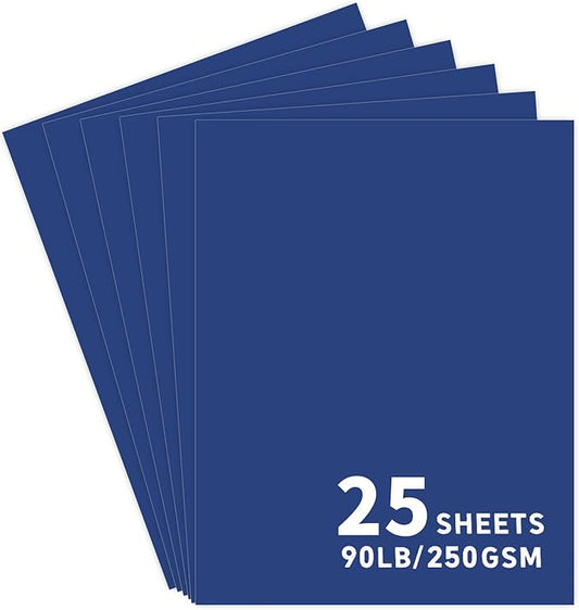 25Sheets Navy Blue Cardstock Paper, 8.5 x 11 Card stock for Cricut, Thick Construction Paper for Card Making, Scrapbooking, Craft 90 lb / 250 gsm (Royal Blue)…
