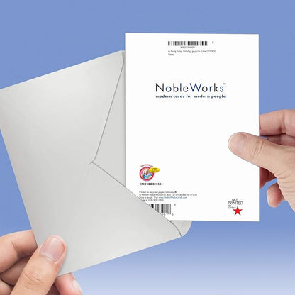 NobleWorks - 1 Funny Happy Birthday Greeting Card - Humor, Notecard Talk Bubbles - As Young Today C7190BDG