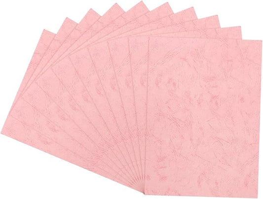 MECCANIXITY 100pcs A4 8-1/2 x 11.5 Inch Presentation Binding Covers Letter Size Leather Textured Grain Paper Un-Punched for Business Reports, Pale Pink