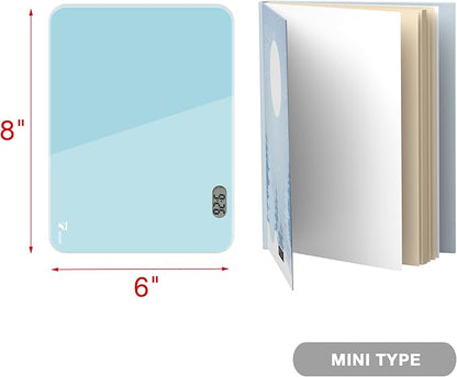 Small Glass Desk Whiteboard Dry-Erase Board with Clock, Small Travel Clock Keychain with Desk Notepad, Time Table Whiteboard for Desk Digital LED Light Display, 8x6 in with Accessories, Teal Blue