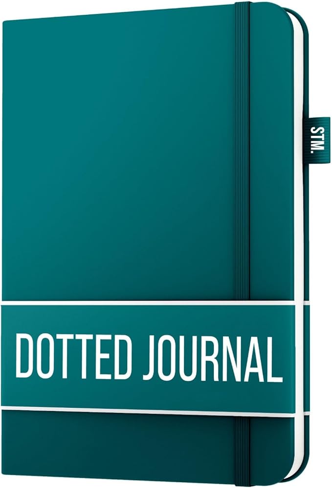 Scribbles That Matter A5 Bullet Dotted Journal Notebook | Vegan Hard Cover, 120gsm bleedproof thick paper, 150 pages, 5.75 x 8.5in, 2 bookmarks, tab stickers, penloop | For Work | Teal