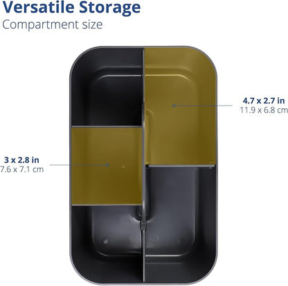 BLUE GINKGO Stackable Organizer Caddy – Korean-Made Portable Tote for Bathroom, Office, Crafts, or School Supplies (Rectangle, Gray)