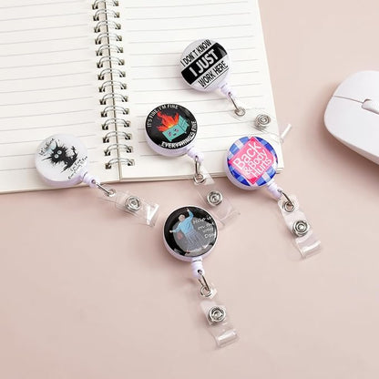 5pcs Badge Reels Holder Retractable with ID Clip for Nurse Name Tag Card Cute Nursing Doctor Teacher Student Medical MD Work Office