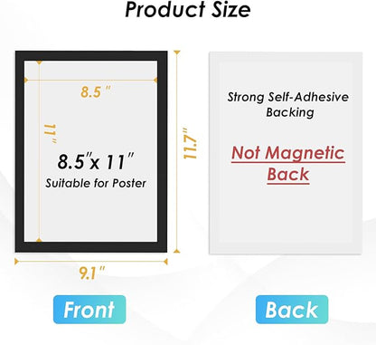 MaxGear Magnetic Sign Holder 8.5 x 11 Wall Mount, Self Adhesive Display Picture Frames with Strong Magnetic Border and Clear PVC, Document Poster Paper Holder for Home Office Store, 3 Pack