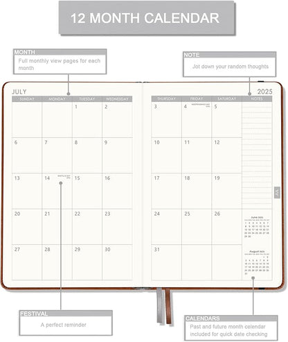 2025 Planner - Planner 2025 Weekly and Monthly with Stickers, JAN. 2025 - DEC. 2025, 5.75" X 8.25", 2025 Calendar Planner Premium Paper, Pen Holder, Inner Pocket and 44 Notes Pages