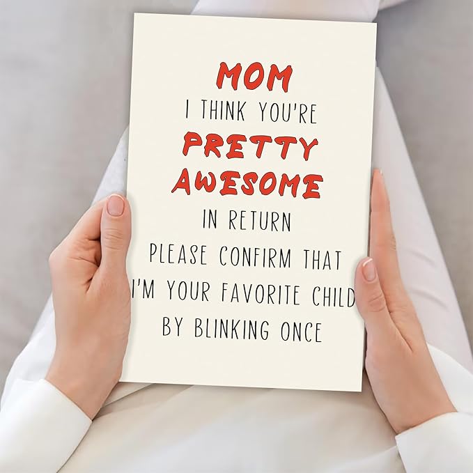 Funny Birthday Card for Mom, Cute Mother Birthday Card from Son Daughter, Sweet Greeting Card with Envelope, Best Mothers Day Gifts Idea
