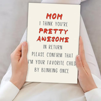 Funny Birthday Card for Mom, Cute Mother Birthday Card from Son Daughter, Sweet Greeting Card with Envelope, Best Mothers Day Gifts Idea