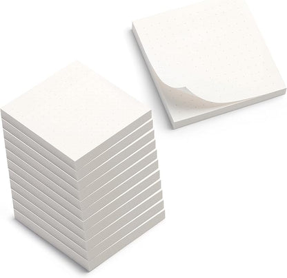 Sticky Notes Dots Grid 12pk | 3x3 Inch Small Self Stick Notepads for Desk and School Supplies