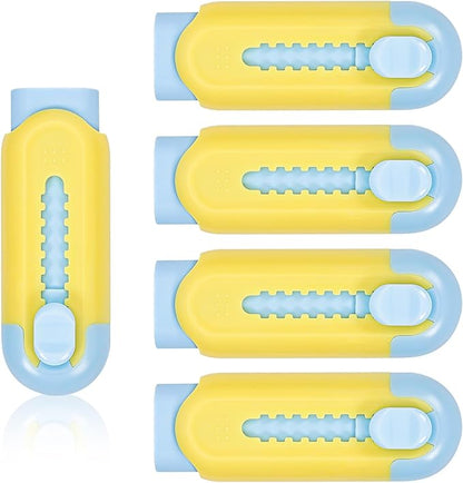 Pencil Erasers, Retractable Erasers for Pencils - Blue Yellow, Pack of 5