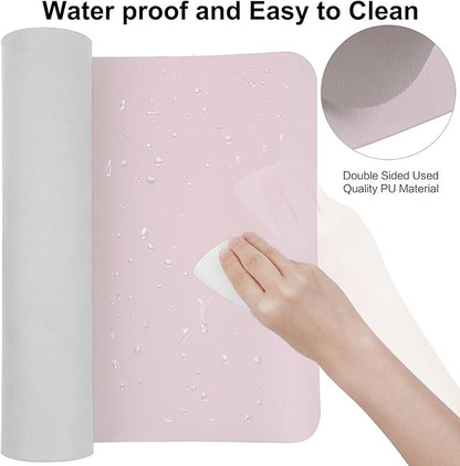 Boutilon Leather Desk Pad,47"x 24"XXX Large Business Desk Pad,Waterproof Student Study Desk Mat Protector Writing Pad for Keyboard and Mouse in Home Office Accessories(XXXL-Light Pink)