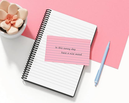 200 PCS Colored Index Cards 3x5, Ruled Index Cards, Flash Cards for Studying, Heavy Note Cards for Office, Home and School，Light Red/Green/Yellow/Beige 4 Colors, 50 PCS of Each Color