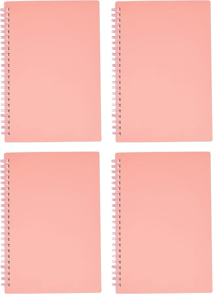 Yansanido Spiral Notebook, 4 Pcs A5 Thick Plastic Hardcover 8mm Ruled Pink 80 Sheets -160 Pages Journals for Study and Notes (Ruled-4pcs Light Pink, A5)
