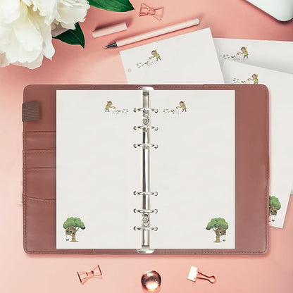 A6 Refills Paper, A6 Binder Planner Loose Leaf Paper,90 Sheets (180 Pages) 6-Hole Notebook Refills for 6-Ring Refillable A6 Ring Binder Notebook Planner, Blank Paper with Pattern