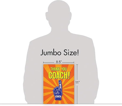 NobleWorks - 1 Jumbo Sports Teacher Graduation Greeting Card from US w/Envelope (8.5 x 11 Inch) - Student Group Gratitude for School Coaches, Mentor - Thank You Coach from All J5786TYG-US