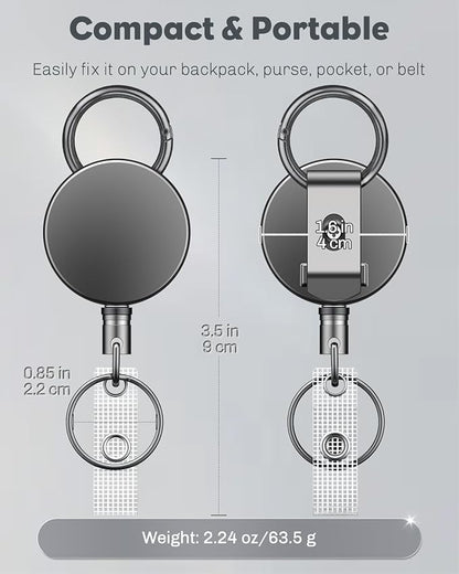 Uniclife 2 Pack Heavy Duty Metal Retractable Badge Reel for Badge Holder Retractable Keychain All Metal Casing with Stainless Steel Spring Coil 27.5" Nylon Rope Carabiner Belt Clip and Key Ring