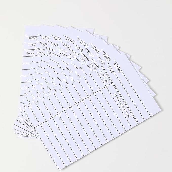 Library Cards, Checkout Catalog Book Card, Library Checkout Index Card, Due Date Notecard for Record Keeping (3x5 in,200 Count)