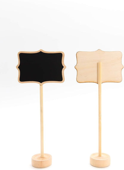 15 Pack Wood Mini Chalkboard Signs (Water-Based Chalk and Replacement Stickers Are Included) Small Rectangle Chalkboards Blackboard for Weddings, Message Board Signs and Special Event Decorations
