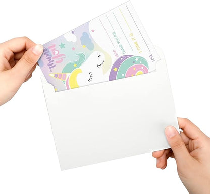 Eaasty 72 Pieces Kids Thank You Cards Fill in the Blank Thank You Notes with Envelopes Colorful Thanks Cards for Birthday Party(Unicorn Style)
