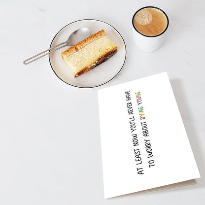 Chenive Funny Old Age Birthday Card for Men Women, Getting Older Birthday Card for Him Her, Birthday Card for Friends, Now Never Have To Worry About Dying Young