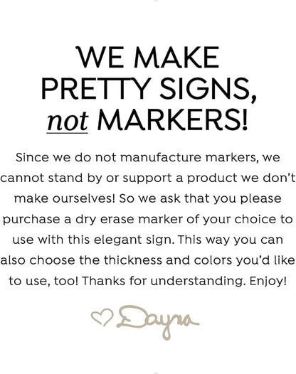 Reilly Originals Dry Erase Elegant Store Hours Sign with Rope ~ Marker NOT Included ~ 8x10 Inches