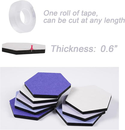 LAJAR 8 Pcs Hexagon Felt Bulletin Board Tiles, Self Adhesive Felt Pin Board Wall Tiles for Photos, Pictures, Memos (Purple)