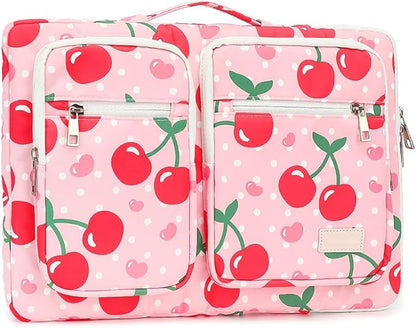 canvaslife 360° Protective Laptop Sleeve Case Bag with 3 Pockets for 14 inch Dell HP Lenovo Laptop and MacBook Pro 14 inch,Surface Laptop 14.4 inch (Cherry)