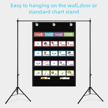 5+1 Pockets Standard Pocket Chart, Clear 5 Pockets Words Chart with Extra Storage Pocket for School Home Office Use,Standard Size:25.2” x 17” Letter Cards, Word Wall and Sentence Strips.