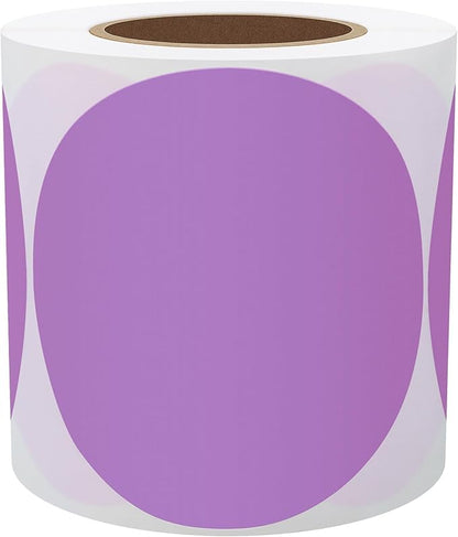 Hybsk 3 inch Circle Color Direct Thermal Stickers Shipping Labels for Barcodes,Name Tag,DIY Logo Design,QR Code,Inventory– Compatible with Zebra,Rollo,Munbyn,and More-750 pcs (3 inch,Purple)