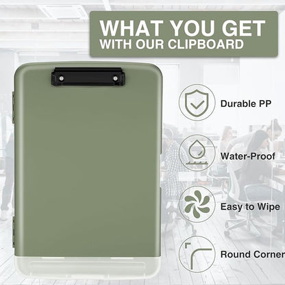 Sooez Clipboard with Storage, High Capacity Nursing Clipboard with Pen Holder, Clip Boards 8.5x11 with Storage, Low-Profile Clip, Lightweight Plastic Clipboard for Teachers, Lawers, Office Workers