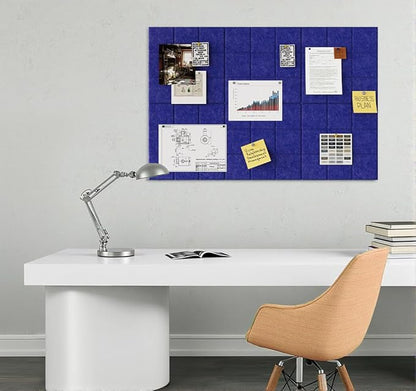 Large Felt Board Tiles for Wall with 30 Push Pins, 11.8"x11.8" Pack of 6 Pin Board Notice Boards for Home Office Kitchen, Bulletin Board Wall Tiles for Photos Memos (Dark Blue, 6 Pack)