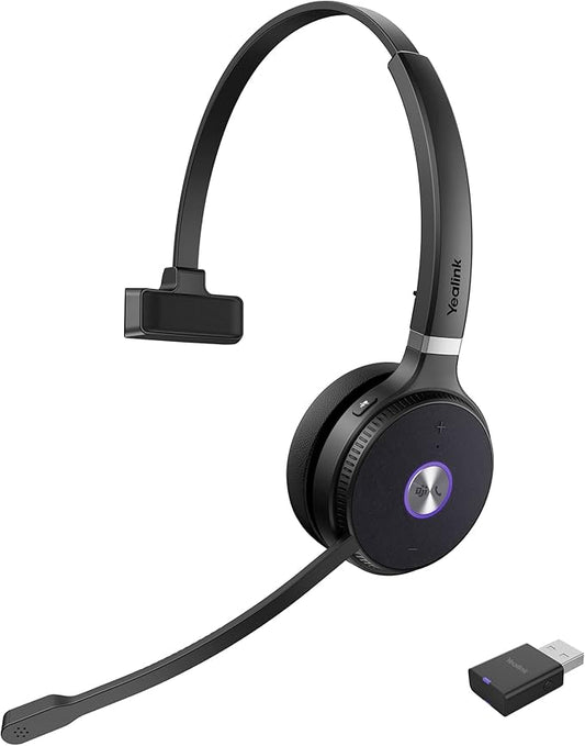 Yealink WH62 Wireless Headset with DECT Dongle, Ultra Portable Headset for Teams & Zoom, Skype Certified, Office Headphone with Noise Canceling Mic for Computer PC Laptop VoIP/SIP Phone,393 ft Range