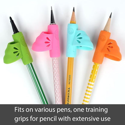 Firesara Left-Handed Training Grips, Original Butterfly Pencil Holder Correction Writing Aid Grip for Kids Handwriting Special Needs Preschoolers Children Adult Lefties Assorted Colors (4PCS)
